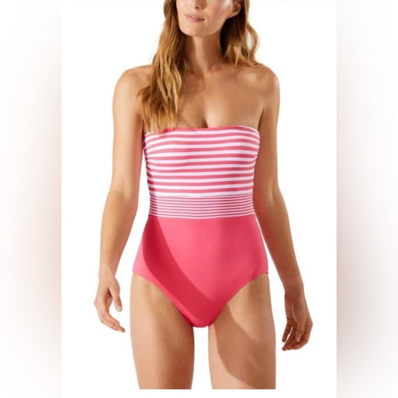 NWT Tommy Bahama Breaker Bay Stripe Bandeau one piece swimwear. Women’s size 4. - Picture 1 of 10